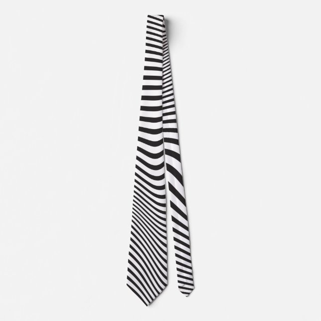 Gravata MOD Moderno Branco Preto da Op-Art 60s MCM (Frente)