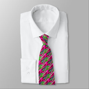 Gravata Moda de arte rosa e verde