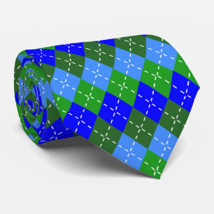Gravata Moda dos Homens de Argyle Azul e Verde