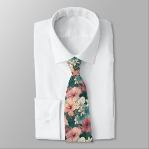 Gravata Moda Masculina Colorida Flor Tropical
