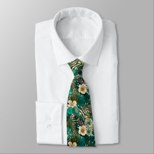 Gravata Moda Masculina Colorida Flor Tropical