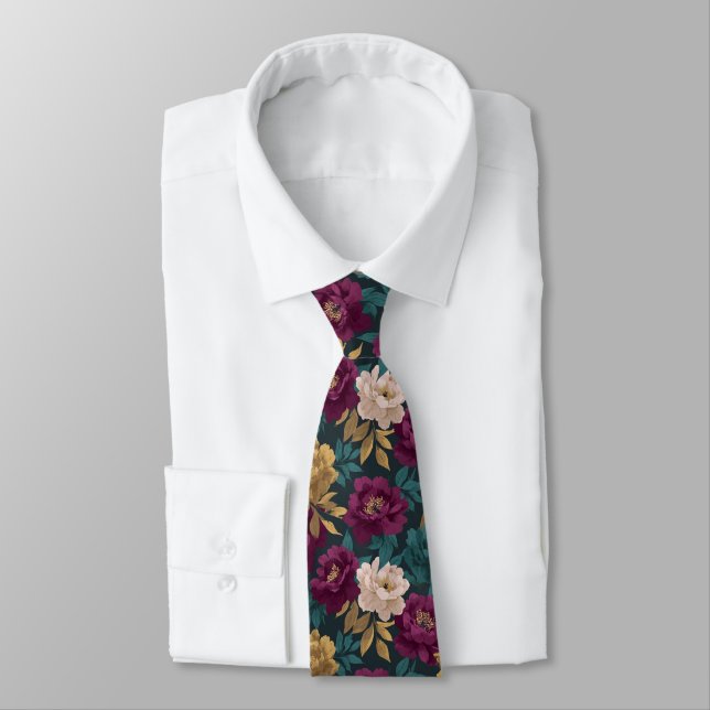 Gravata Moda Masculina Fofa Peônias (Amarrado)