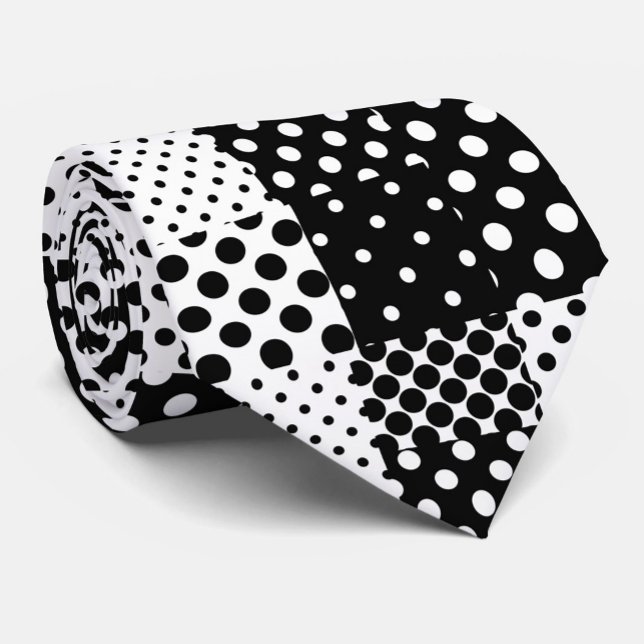 Gravata Moda Preto e Branco Pontos Polka Estilo Design  (Criador carregado)