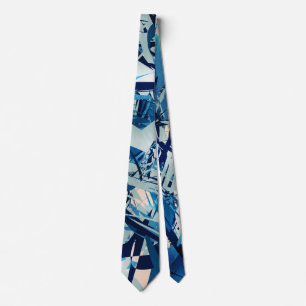 Gravata Modern Blue Geometric Shapes