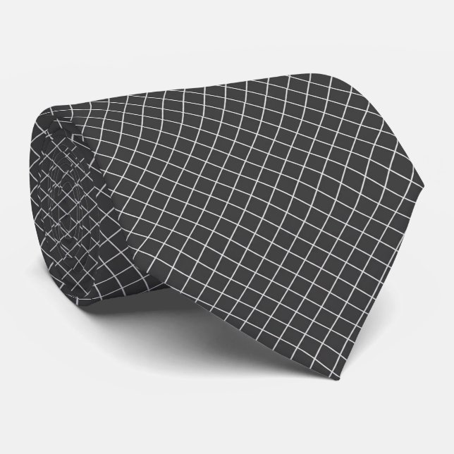 Gravata Modern Charcoal Gray Geometric Chain Link (Rolled)