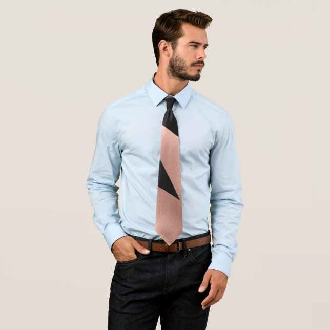 Gravata Modern Girn Rosa Dourado Geométrico (In Situ)