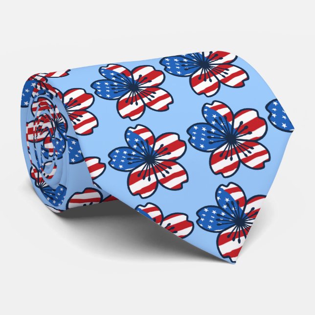 Gravata Modern Hibiscus USA Necktie (Rolled)
