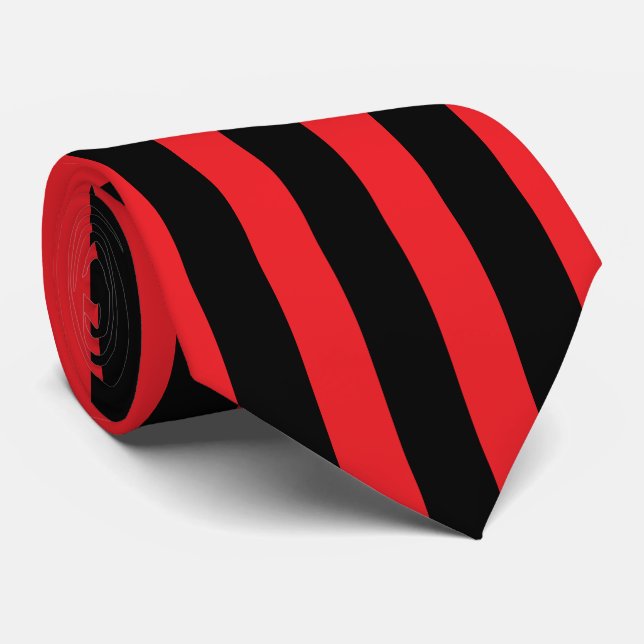 Gravata Modern Minimalist Black and Red Stripes (Rolled)