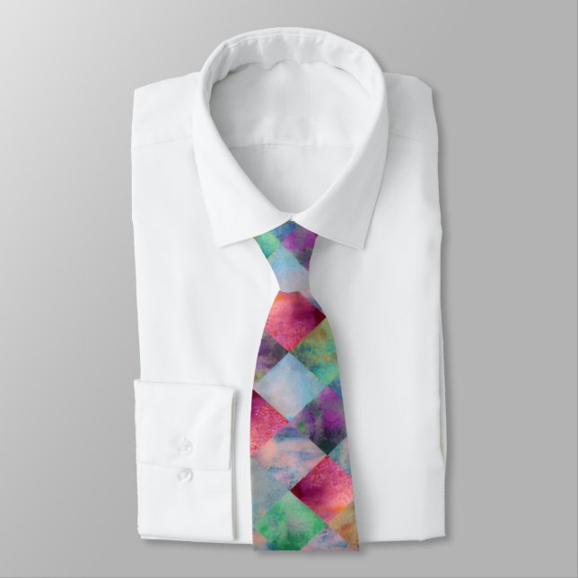 Gravata Modern Prismatic Diamond Pattern Necktie (Amarrado)