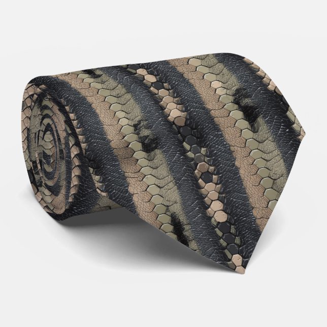 Gravata Modern Snake Skin Pattern (Rolled)
