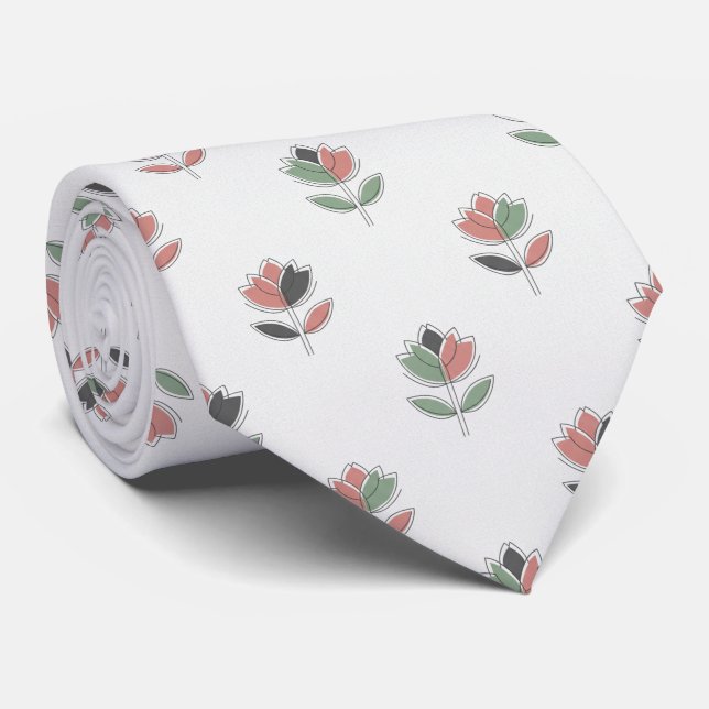 Gravata Modern Tulip Floral  Minimalist  (Rolled)