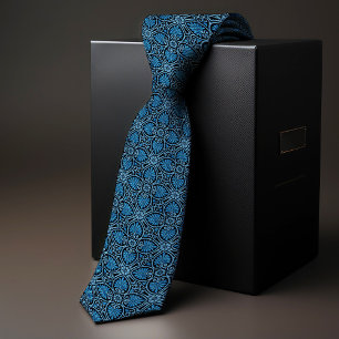 Gravata Modern Vintage William Morris Blue Shell Diagonal
