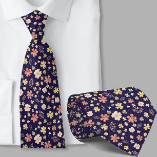 Gravata moderna com flores de aquarela laranja e a