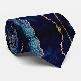 Gravata Moderna com Mármore Azul Naval e Dourado e