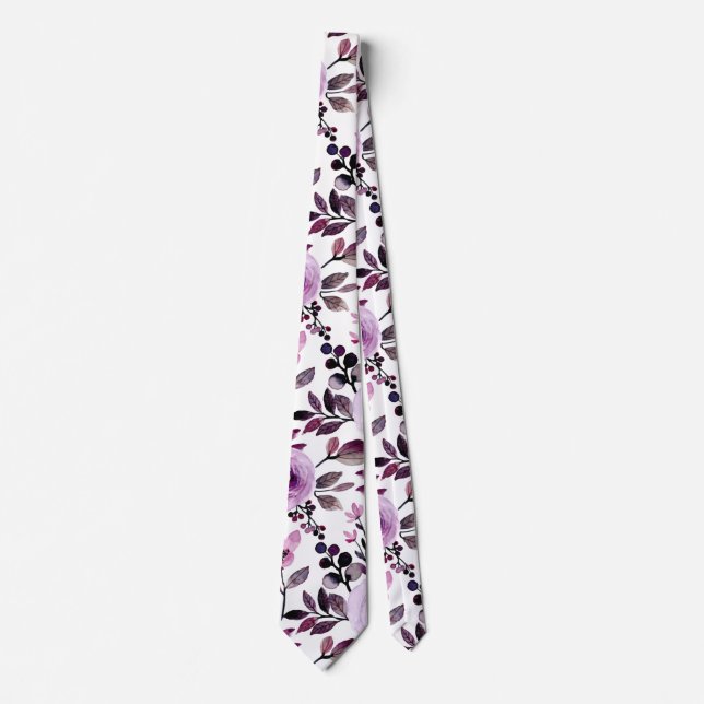 Gravata Moderna Trendy Lilac Padrão Bonito Floral Moderno (Frente)