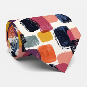 Gravata Moderno Abstrato Boho Pincelada - Cor Retro Ousada