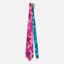 Gravata Moderno Camuflado Rosa Azul Brilhante, Monogramas