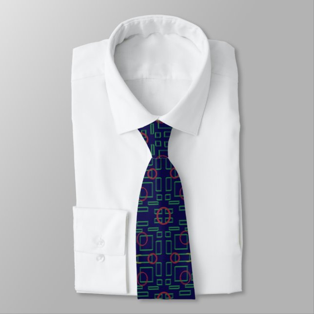Gravata Moderno Professional Dark Blue Geométrico (Amarrado)