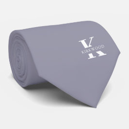 Gravata Moeda Cinza Elegante Monograma + Nome | Dois Lados