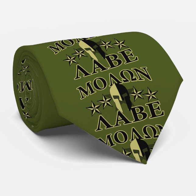 Gravata Molon Labe Spartan Helmet 5 estrelas (Rolled)