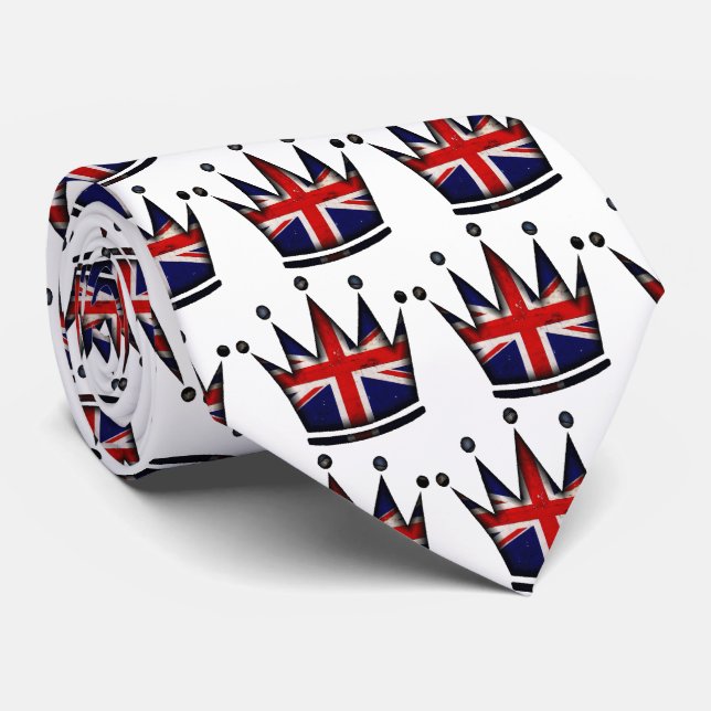 Gravata Monarquia do Reino Unido - Union Jack Crown Tie (Rolled)