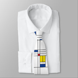 Gravata Mondrian II Design de Arte Moderna Minimalista De 