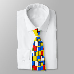 Gravata Mondrian inspirou o teste padrão amarelo azul