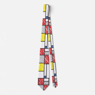 Gravata Mondrian Scribbles Minimalist De Stijl Modern Art