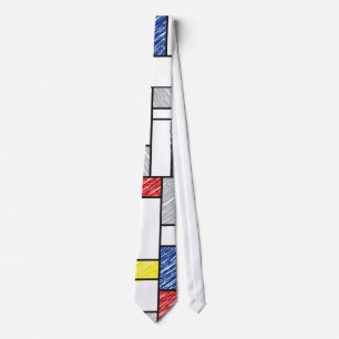 Gravata Mondrian Scribbles Minimalist De Stijl Modern Art
