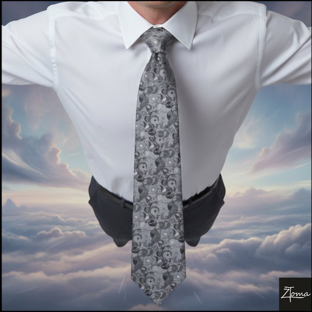 Gravata Monochrome Abstract Dense Organic Geometric Repeat (Criador carregado)