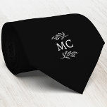 Gravata Monogram Initial Crest Botanical Leaf Black<br><div class="desc">Stand out from the crowd with this unique modern personalized monogram initials crest design with botanical leaf line art.  Minimalist and understated,  ideal for the man or woman who has everything!</div>