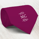 Gravata Monogram Initial Crest Botanical Leaf Cherry Pink<br><div class="desc">Stand out from the crowd with this unique modern personalized monogram initials crest design with botanical leaf line art.  Minimalist and understated,  ideal for the man or woman who has everything!</div>
