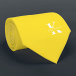 Gravata Monograma Amarelo-Amarelo-Abacaxi Nome | Um Lado<br><div class="desc">Um colar elegante de um lado, com um monograma branco em negrito sobre um fundo amarelo Pineapple. Por cima deste monograma, está o seu primeiro sobrenome, soletrado em todas as capitais. Mais de 40 cores exclusivas estão disponíveis em versões de um lado e de dois lados. Você pode navegá-los clicando...</div>