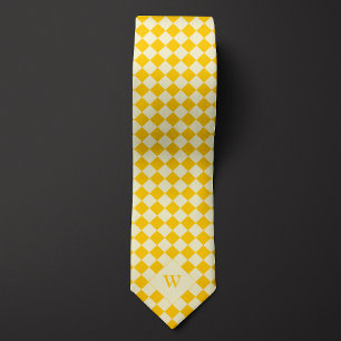 Gravata Monograma Amarelo Casual Verificado