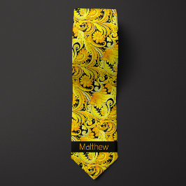 Gravata Monograma Amarelo Inspirado Floral