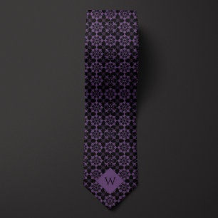 Gravata Monograma árabe roxo e preto