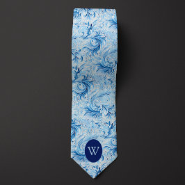 Gravata Monograma Azul Inspirado Floral