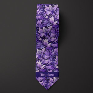 Gravata Monograma Botânico Roxo