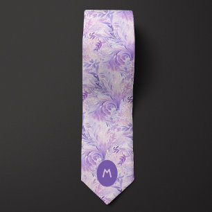 Gravata Monograma Botânico Roxo