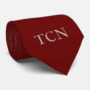 Gravata Monograma Burgundy Maroon Vermelho Escuro Branco
