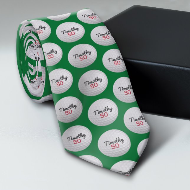 Gravata Monograma da Bola de Golf - Adicionar Nome e Númer (Custom Tie)