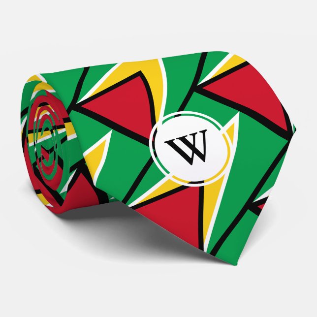 Gravata Monograma da Escritura de FLAG de na moda GUYANA (Rolled)
