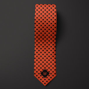 Gravata Monograma de Círculos de Negócios Laranja