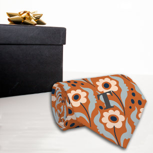 Gravata Monograma de Flores de Ovos de Laranja Queimada de