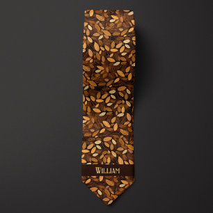 Gravata Monograma de Folhas de Outono