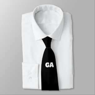 Gravata Monograma de Letras Iniciais Preto Branco Simples