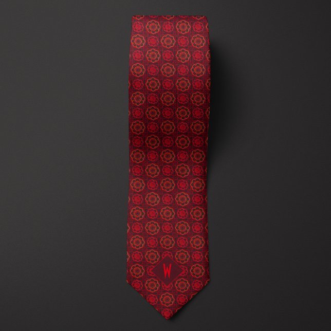 Gravata Monograma de Mandala Vermelho Ígneo (Criador carregado)