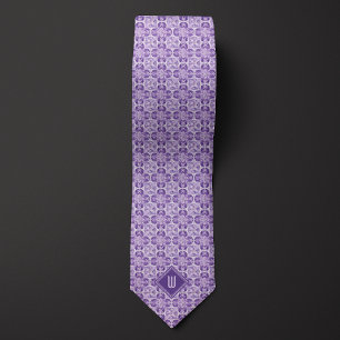 Gravata Monograma de Plum Purple Floral Inspirado