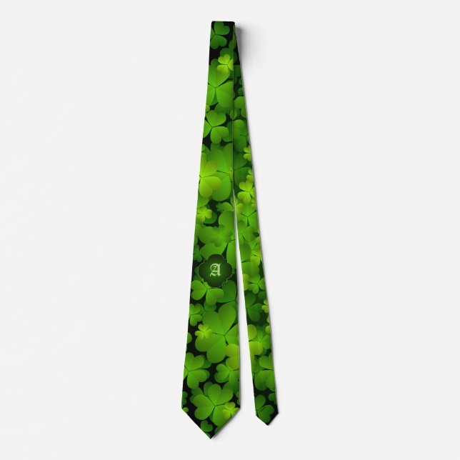 Gravata Monograma de Shamrock Irlandês Duplo Side Tie (Frente)
