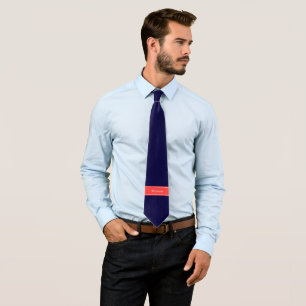 Gravata Monograma do nome da fita vermelha azul-coral Mari